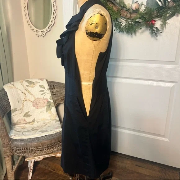 Express Ruffle Sleeveless Tuxedo Dress Black Sz 8 - Picture 3 of 9